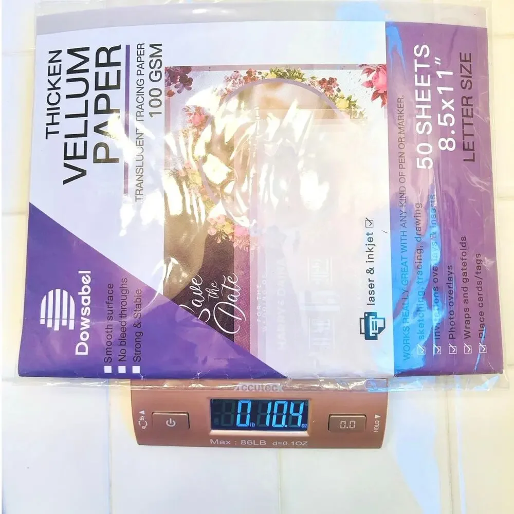 Dowsabel Translucent Vellum Paper 50 Sheets 8.5x11 100 GSM Heavyweight